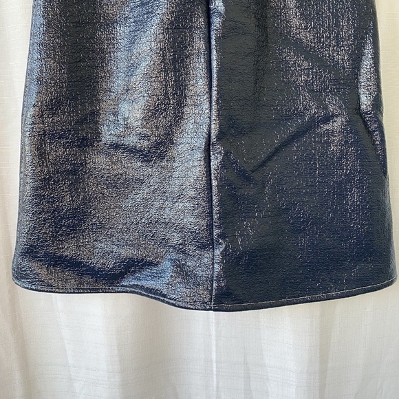 Never A Wallflower Navy Coated Skirt Size XS Front Pocket originally $245 - Picture 9 of 14